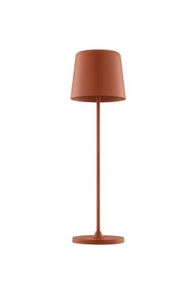 Brilliant Kaami terracotta kleurige tafellamp op batterijen voor buiten van 37cm hoog met geel metalen kapje