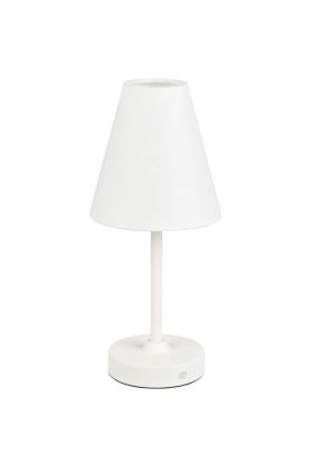 Reality Kenny R53621101 wit tafellampje op batterijen met wit kapje van textiel