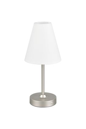 Reality Kenny R53621101 wit tafellampje op batterijen met wit kapje van textiel