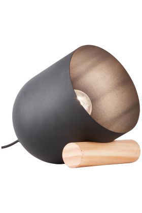 Brilliant Koji 93043/76 rond houten balkje met daarop liggende zwarte kap met schuin omhoog gericht licht