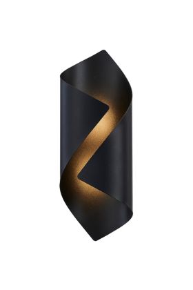 Freelight Letto zwarte wandlamp van 30,5cm hoog van rond gevouwen metalen plaat met geintegreerde LED