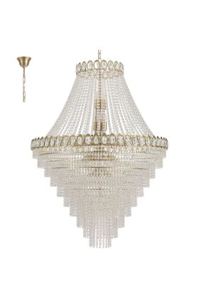 Searchlight Louis Phillipe 1711-102SB grote goudkleurige zakkroonluchter van kristal met een diameter van 100cm