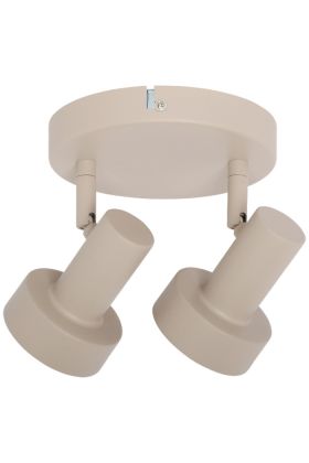 Freelight Lunata creme kleurige spot met een diameter van 15cm met twee spotjes voor een GU10 LED lamp