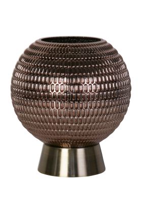 Searchlight Mila EU67008AB oplaadbare tafellamp op AAA batterijen van 18,5cm hoog met bronzen voet en bolvormig brons kleurig glazen kap