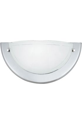 Brilliant Miramar 90196/15 chroom halfronde wandlamp met in het midden een mat halfrond glas met een transparant randje