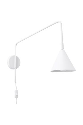 Sollux Nox witte wandlamp met een uitval van 61 cm met een kantelbare spot met E14 fitting en snoer van 185 cm met schakelaar en stekker
