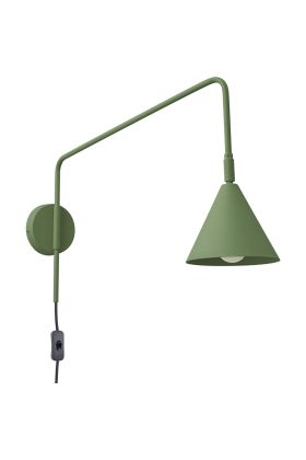 Sollux Nox groene wandlamp met een uitval van 61 cm met een kantelbare spot met E14 fitting en snoer van 185 cm met schakelaar en stekker