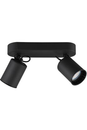 Trio Pago 803500232 zwarte spot van metaal met ovale plafondplaat en twee spots met dieper liggende GU10 lamp