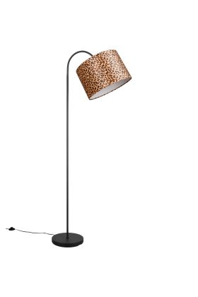 Reality Pardina vloerlamp met ronde kap van 35cm van textiel met een luipaard huid print aan een flexibele stang