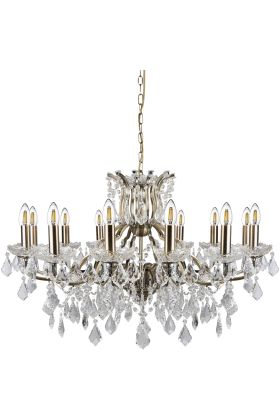 Searchlight Paris 87312-12AB antiek bronzen kroonluchter met kristal