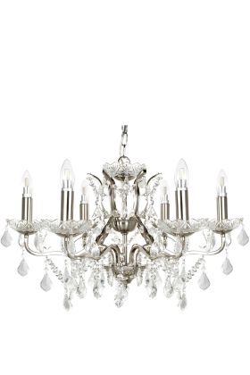 Searchlight Paris 8736-6SS staal kleurige kroonluchter