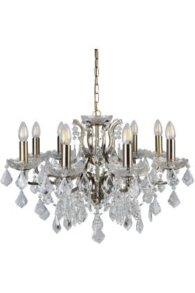 Searchlight Paris 8738-8AB antiek bronzen kroonluchter met kristal