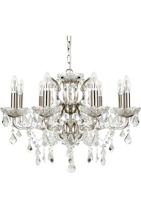 Searchlight Paris 8738-8SS staal kleurige kroonluchter met kristal