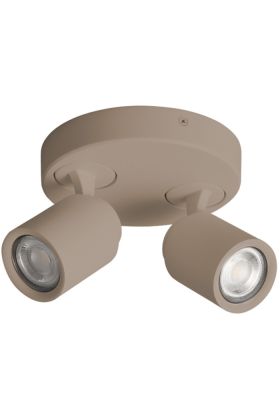 Freelight Razza PL1502C creme kleurige spot met ronde plafondplaat en twee spotjes