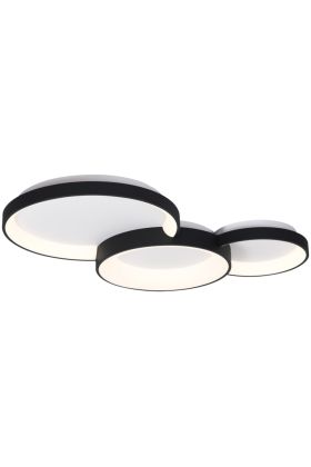 Freelight Fuso PL3030Z 71cm brede zwarte plafonniere van drie in elkaar geschoven cirkels