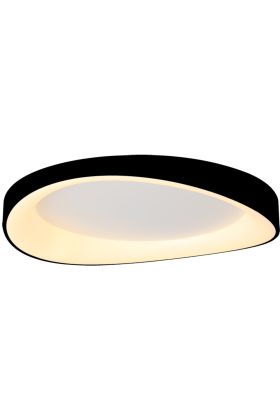 Freelight Duna PL3220W zwarte ronde plafonniere van 60cm met golvende onderzijde en lichtgevende rand rondom