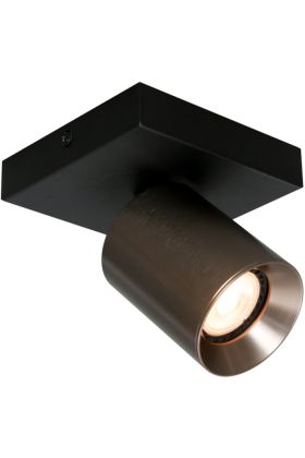Freelight Strano PL3601GM zwart plafondplaatje met gunmetal kleurig spotje voor GU10 lamp