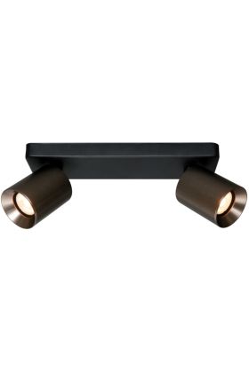 Freelight Strano PL3621GM zwarte plafondbalk met twee gunmetal kleurige spot voor GU10
