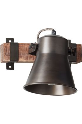 Brilliant Plow 82110/46 burned steel grote spot aan houten balkje met twee beugels voor wandbevestiging