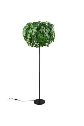 Trio Leavy vloerlamp van 180 cm hoog met kap met een diameter van 70 cm van takjes met groene bladeren