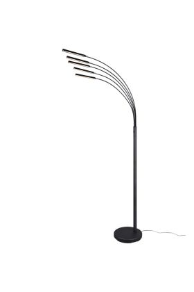 Trio Reed zwarte vijf armige vloerlamp van 195,5 cm hoog met geïntegreerde LED
