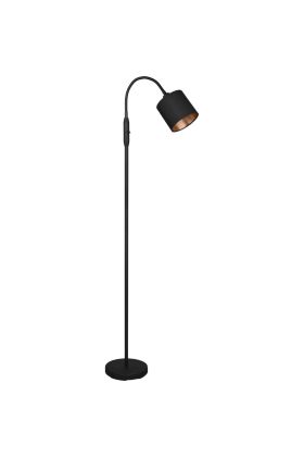 Trio Tommy R46331079 zwarte vloerlamp met kap van textiel