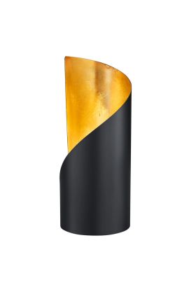 Trio Frank R50161032 zwarte cilindervormige tafellamp van metaal met goudkleurige binnenzijde