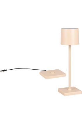 Trio Fernandez R54096166 zandkleurige oplaadbare tafellamp voor buiten met dockingstation