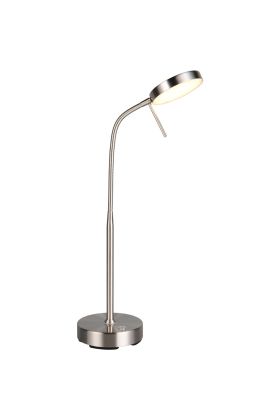 Trio Moreno R54561107 staal kleurige oplaadbare tafellamp met flexibele hals en ronde kop met LED unit