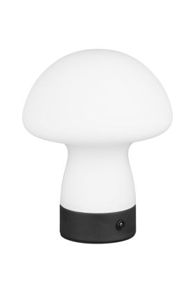 Reality Dooley R54981131 wit glazen oplaadbare tafellamp in paddenstoel vorm op batterijen