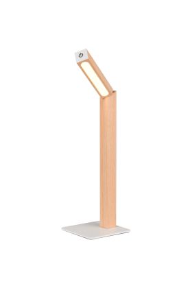 Reality Skip R55951135 houtkleurige oplaadbare tafellamp op batterijen van mdf met draaibare kop met lichtbalkje