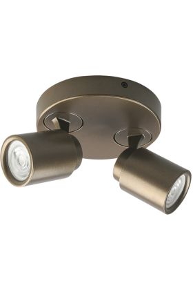 Freelight Razza goud-brons kleurige plafondspot met een diameter van 17cm en twee draai en kantelbare spotjes voor GU10 LED