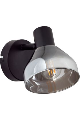 Brilliant Reflekt 82710/06 zwarte wandspot met rookglazen kap