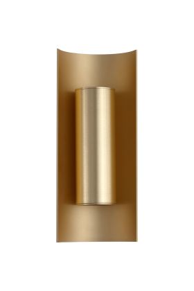 Searchlight Roll 28145GO goudkleurige cilindervormige up down wandlamp met half ronde achterwand