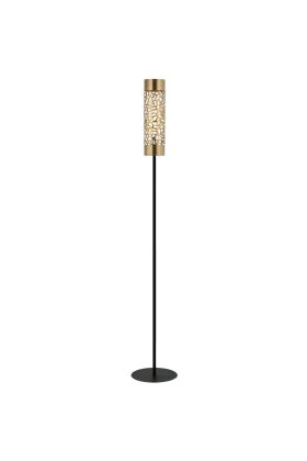 Freelight Giraffa S2401GD zwarte vloerlamp met goudkleurige sierlijke open kap