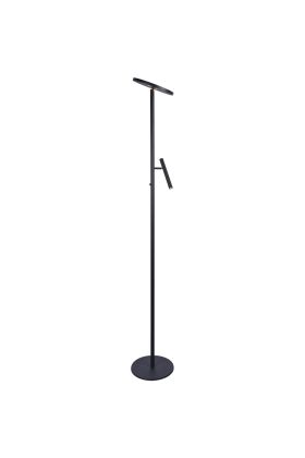 Freelight Stanza S4360Z zwarte uplighter met dunne leeslamp en schijfvormige uplighter