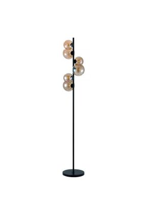 Freelight Calcio S9106 zwarte vloerlamp met amber kleurig glas