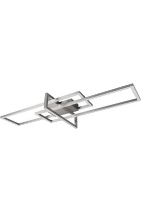 Trio Salinas 620310307 plafondlamp van drie staalkleurige rechthoeken met naar onder gerichte LED strips