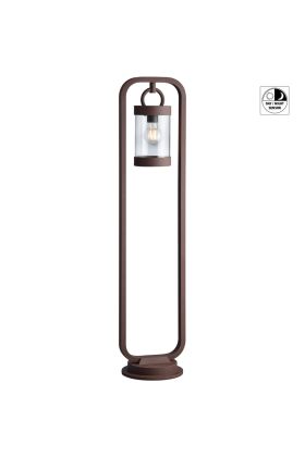 Trio Sambesi 404160124 roestbruine paallamp met hangende cilindervormige lantaarn met schemersensor