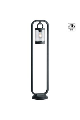 Trio Sambesi 404160142 antracietgrijze paallamp met hangende cilindervormige lantaarn met schemersensor