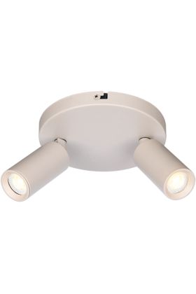 Freelight Scolo creme kleurige spot met een ronde plafondplaat van 15cm en twee spotjes met GU10 35mm lamp