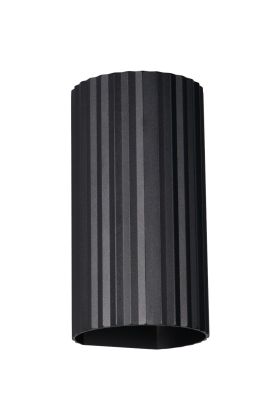 Trio Soka 267700232 zwart geribbelde buisvormige updown wandlamp van metaal