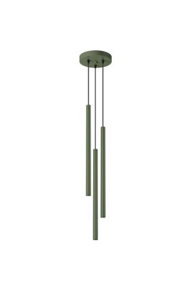 Sollux Pastelo SL.1521 olijf groene hanglamp met drie buisvormige kappen