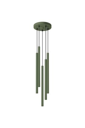 Sollux Pastelo SL.1522 olijf groene hanglamp met vijf buisvormige kappen
