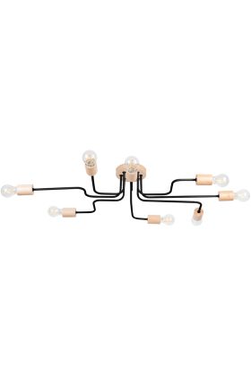 Sollux Timbo SL.1671 zwart met houten plafondlamp