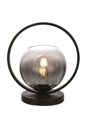 Freelight Aureol T2230SK zwarte tafellamp met rookglas