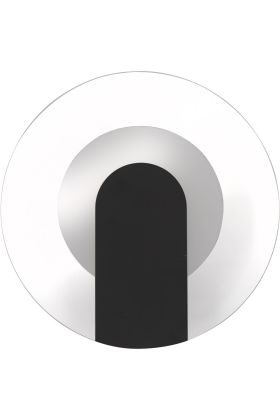 Searchlight target zwarte wandlamp van 23cm in diameter met een ronde glazen diffuser voor indirect licht