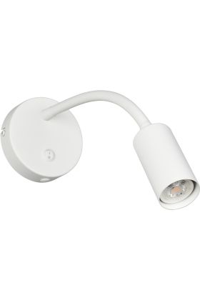 Reality Taryn witte wandspot met kiepschakelaar en 35,5 cm lange flexibele arm met 35mm GU10 lampje