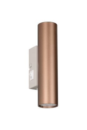 Reality Taryn warm grijs met koffiebruine up down wandlamp met kiepschakelaar van 18 cm hoog met 35mm GU10 lampjes