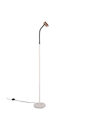 Reality Taryn warm grijs met zwarte staande leeslamp van 133,5 tot 141 cm hoog met klein koffiebruin spotje met 35mm GU10 lamp